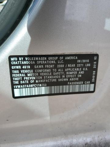 1VWAS7A38FC116759 Volkswagen PASSAT S