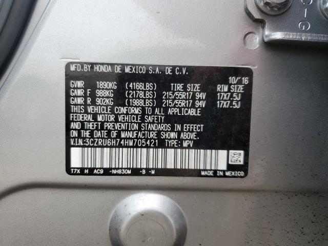 3CZRU6H74HM705421 Honda Hr-v Exl