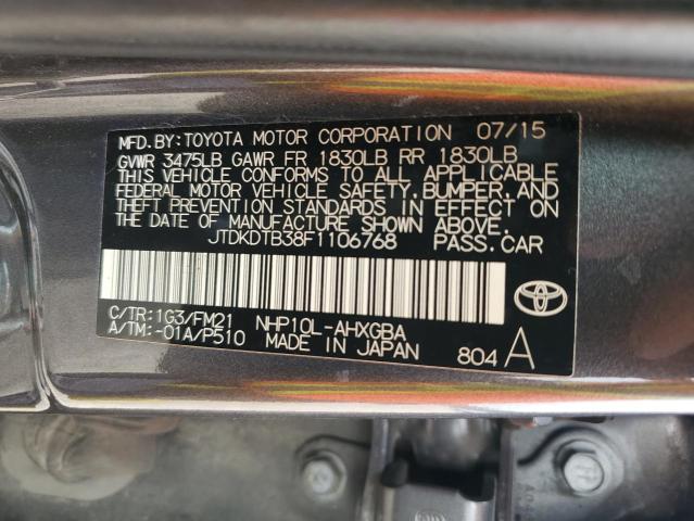JTDKDTB38F1106768 Toyota PRIUS C
