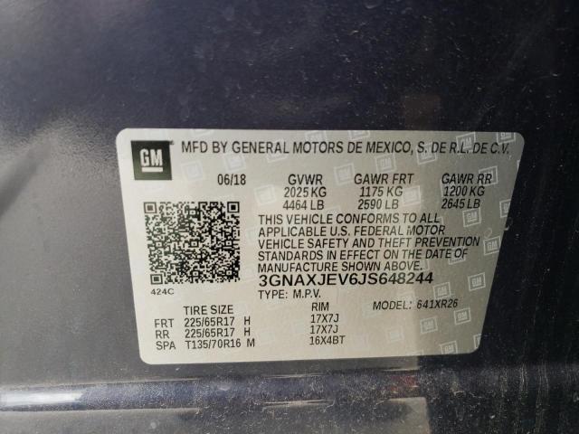 3GNAXJEV6JS648244 Chevrolet EQUINOX LT