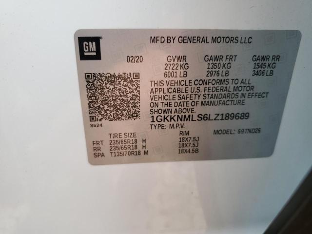 1GKKNMLS6LZ189689 GMC ACADIA SLT