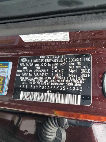 5XYPG4A33KG574342 KIA SORENTO L