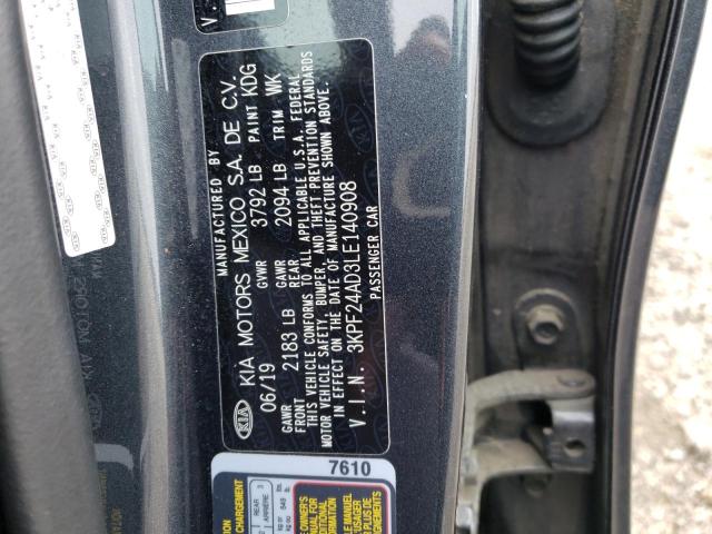 3KPF24AD3LE140908 KIA FORTE FE