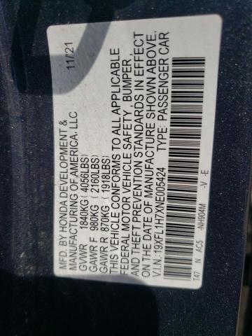 19XFL1H7XNE005424 Honda CIVIC EXL