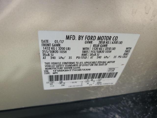 1FM5K8HT7HGB78306 Ford Explorer Platinum
