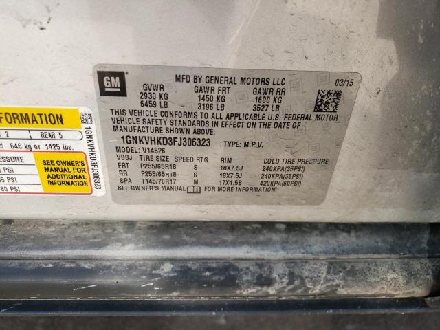 1GNKVHKD3FJ306323 Chevrolet Traverse Lt