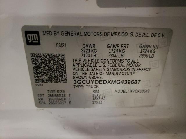 3GCUYDEDXMG439687 Chevrolet Silverado K1500 Lt