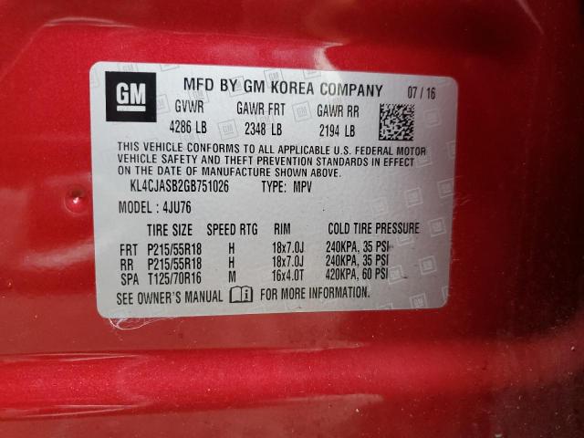 KL4CJASB2GB751026 Buick Encore