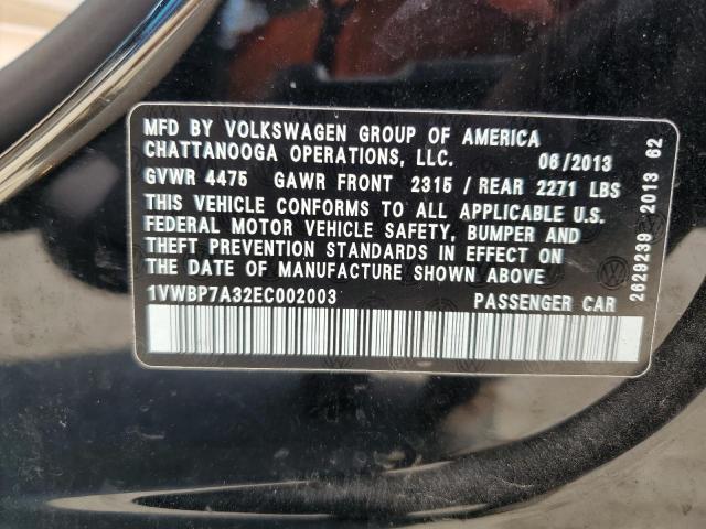 1VWBP7A32EC002003 Volkswagen PASSAT SE