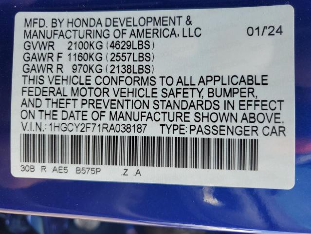 1HGCY2F71RA038187 Honda Accord Hybrid Sport-l