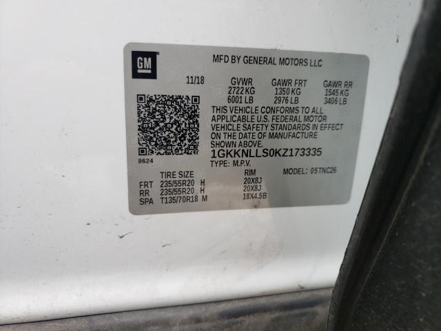 1GKKNLLS0KZ173335 GMC ACADIA SLE