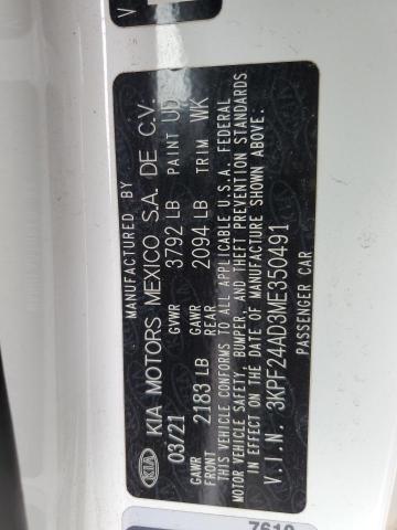 3KPF24AD3ME350491 KIA FORTE FE