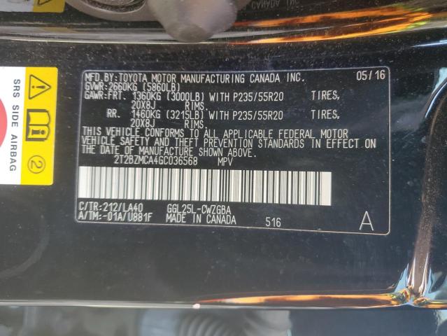 2T2BZMCA4GC036568 Lexus Rx 350 Base