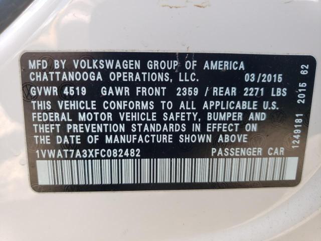 1VWAT7A3XFC082482 Volkswagen PASSAT S