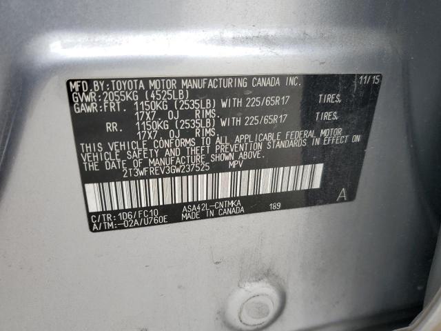 2T3WFREV3GW237525 Toyota Rav4 Xle