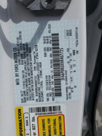 3FA6P0RUXHR407725 Ford Fusion Titanium Hev