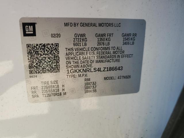 1GKKNRLS4LZ186643 GMC ACADIA SLE