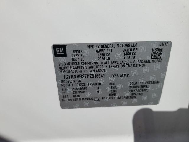 1GYKNBRS7HZ316541 Cadillac XT5 LUXURY