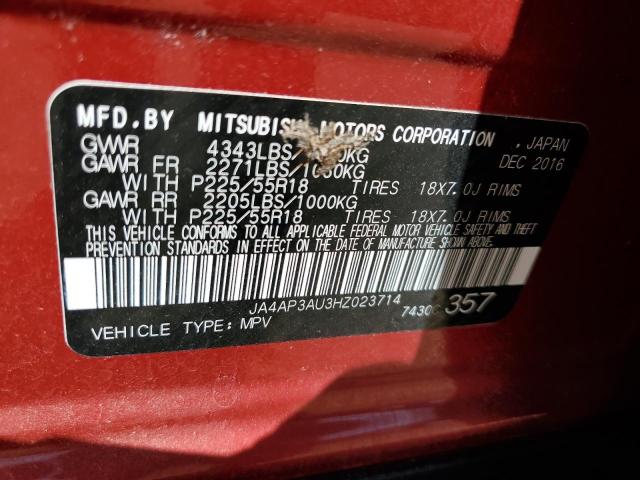 JA4AP3AU3HZ023714 Mitsubishi Outlander Sport Es