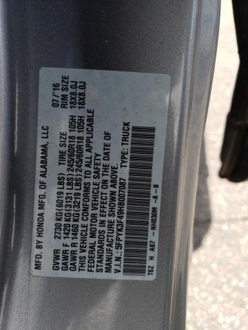 5FPYK3F49HB007087 Honda Ridgeline Rts