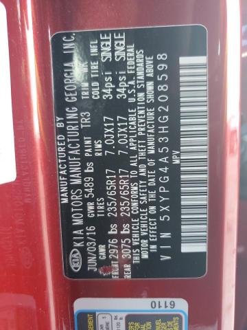5XYPG4A53HG208598 KIA SORENTO LX