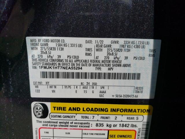 1FMJK1HT7NEA55294 Ford Expedition Max Xlt