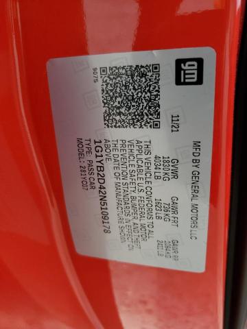 1G1YB2D42N5109178 Chevrolet Corvette Stingray 2lt