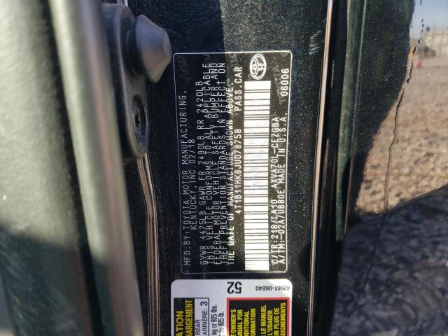 4T1B11HK8JU078758 Toyota CAMRY L