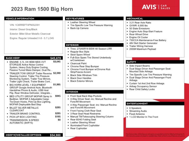 1C6RREFT4PN552391 RAM 1500 Big Horn/lone Star