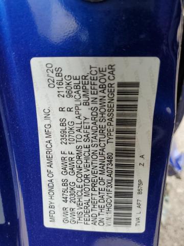 1HGCV1F3XLA073480 Honda Accord Sport