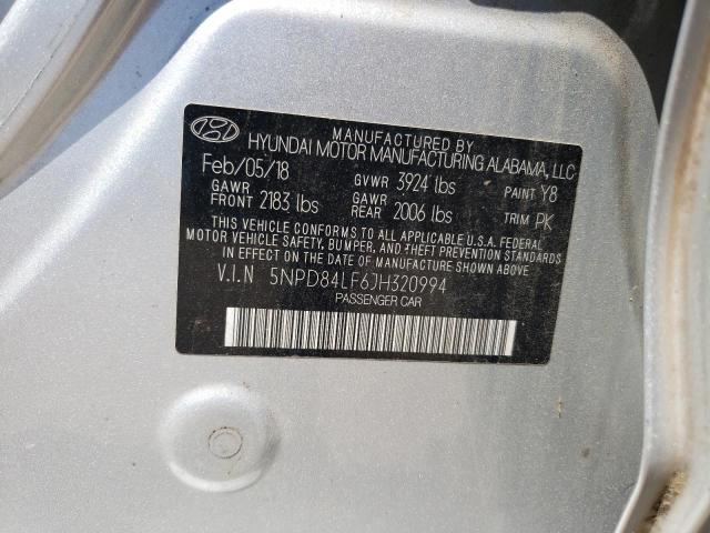 5NPD84LF6JH320994 Hyundai ELANTRA SEL