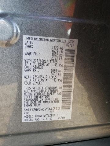 5N1AT2MV0HC794212 Nissan ROGUE SV