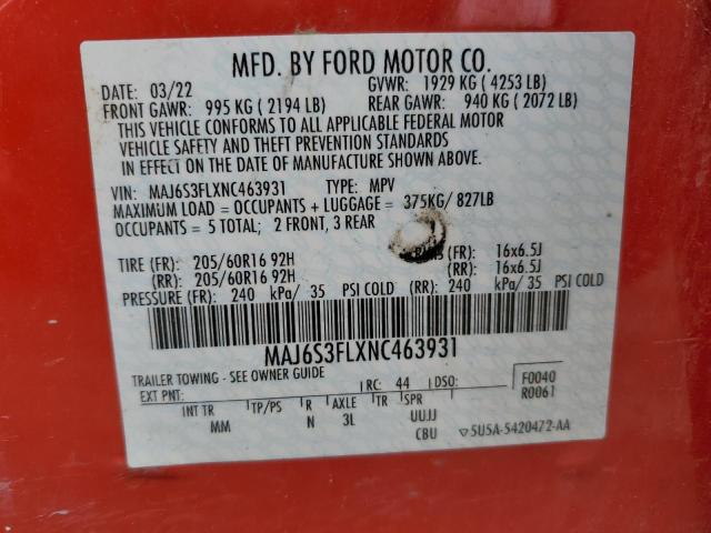 MAJ6S3FLXNC463931 Ford ECOSPORT S