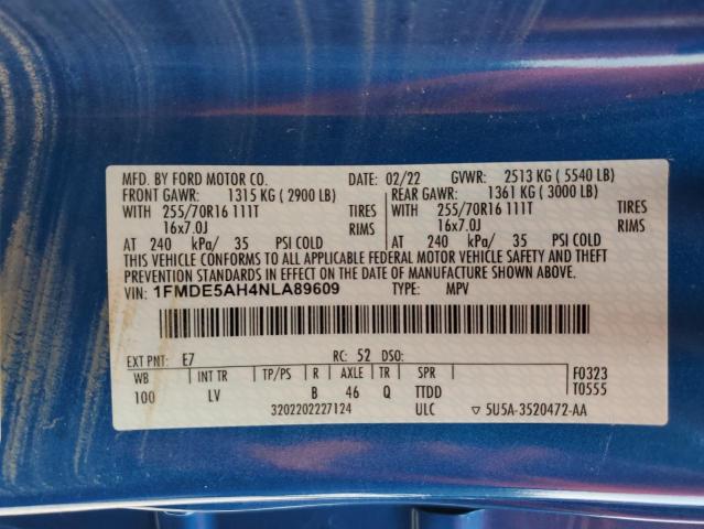 1FMDE5AH4NLA89609 Ford Bronco Base