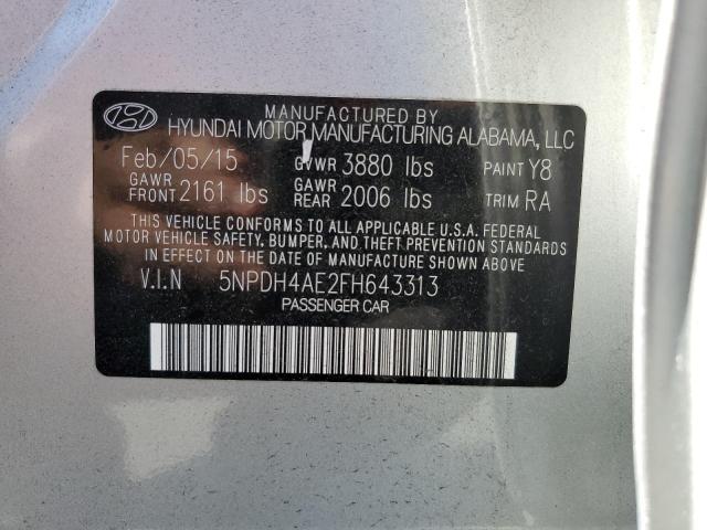 5NPDH4AE2FH643313 Hyundai ELANTRA SE