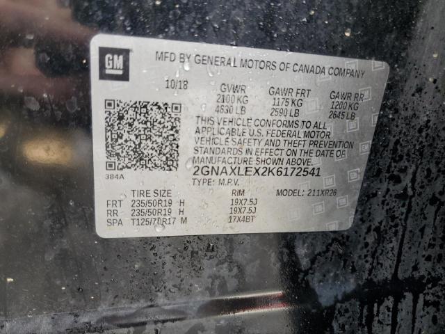 2GNAXLEX2K6172541 Chevrolet EQUINOX LT