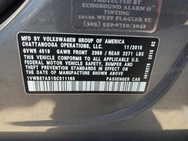 1VWBS7A31GC011163 Volkswagen PASSAT SE