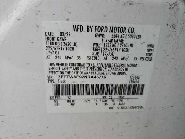 3FTTW8E92NRA46776 Ford Maverick Xl