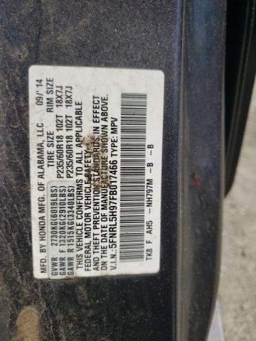 5FNRL5H97FB017466 Honda Odyssey Touring
