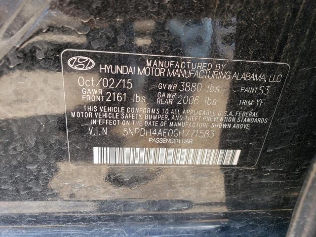 5NPDH4AE0GH771583 Hyundai ELANTRA SE