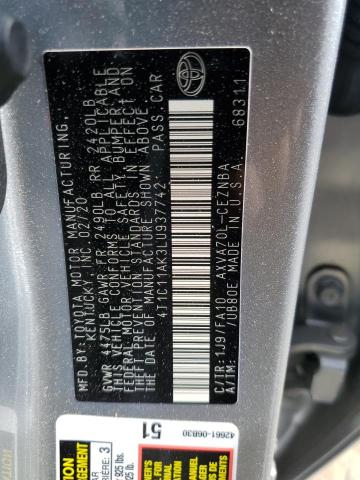 4T1C11AK3LU937742 Toyota CAMRY LE