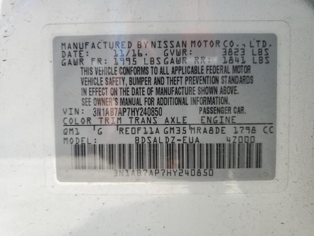 3N1AB7AP7HY240850 Nissan SENTRA S