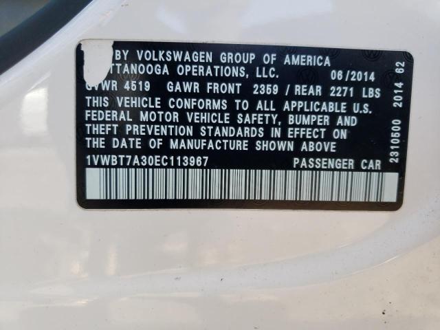 1VWBT7A30EC113967 Volkswagen PASSAT SE