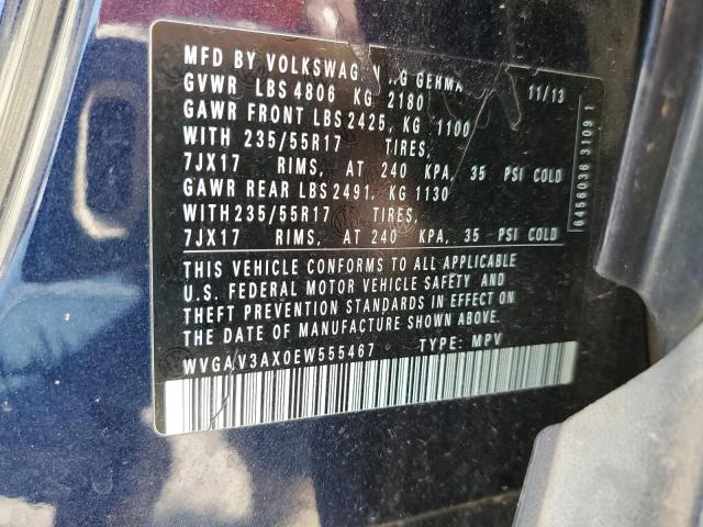 WVGAV3AX0EW555467 Volkswagen TIGUAN S
