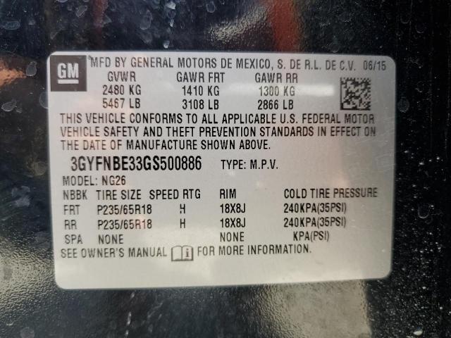 3GYFNBE33GS500886 Cadillac Srx Luxury Collection