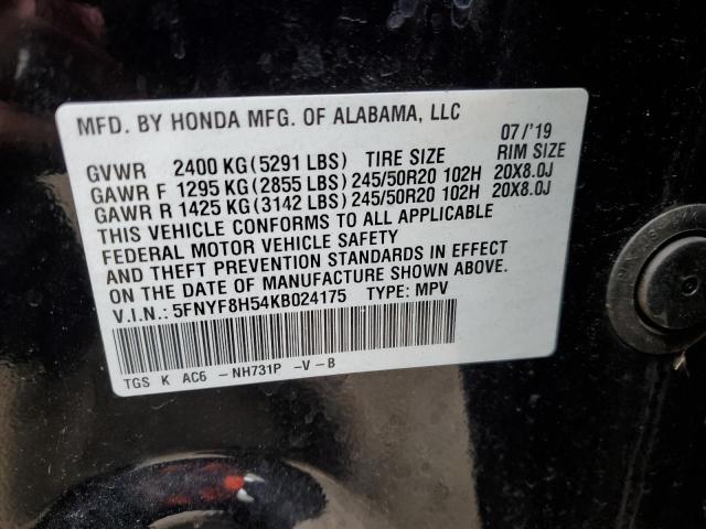 5FNYF8H54KB024175 Honda Passport Exl
