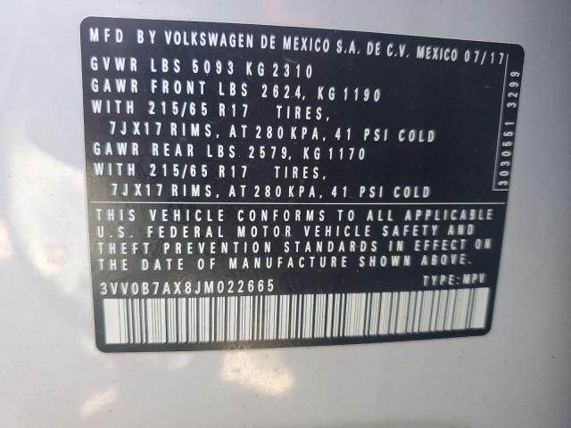 3VV0B7AX8JM022665 Volkswagen TIGUAN S