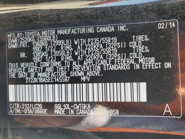 2T2ZK1BA5EC145587 Lexus RX 350