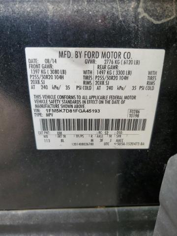 1FM5K7D81FGA45193 Ford EXPLORER XLT