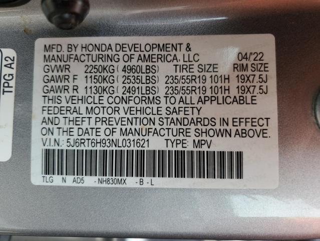 5J6RT6H93NL031621 Honda Cr-v Touring